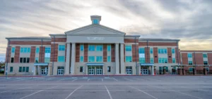 the front of robert w groves k-12 school after construction has been completed by lightgague co